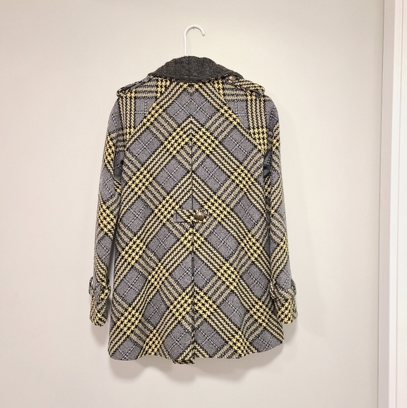 FREE PEOPLE Wool Blend Plaid Pea coat Gray Coat - Picture 2 of 9